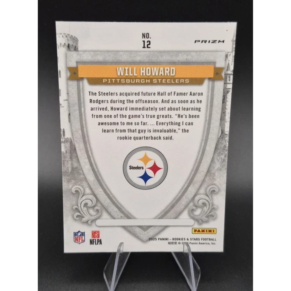 2025 Rookies & Stars‎ Will Howard #12 Crusade Blue Plaid Prizm SP (RC) Steelers